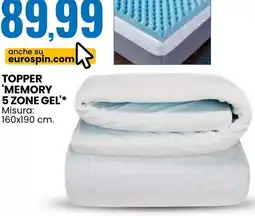 Eurospin Topper 'memory 5 zone gel offerta
