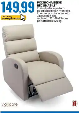 Eurospin Poltrona beige reclinabile offerta