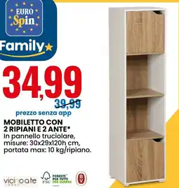 Eurospin Mobiletto con 2 ripiani e 2 ante offerta