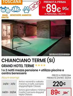 Eurospin Chianciano terme (SI) grand hotel terme offerta