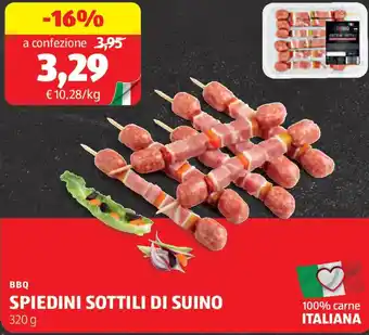 ALDI Bbq spiedini sottili di suino offerta