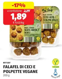 ALDI Myvay falafel di ceci e polpette vegane offerta