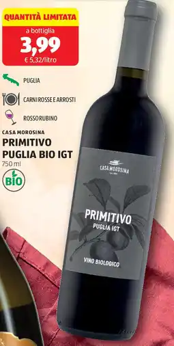ALDI Casa morosina primitivo puglia bio IGT offerta