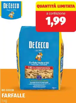 ALDI De cecco farfalle offerta