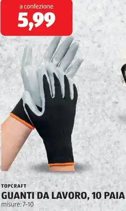 ALDI Topcraft guanti da lavoro, 10 paia offerta