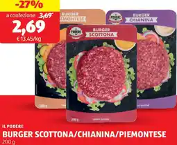 ALDI Il podere burger scottona/chianina/piemontese offerta