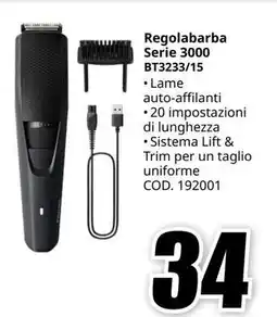 MediaWorld PHILIPS Regolabarba Serie 3000 BT3233/15 offerta