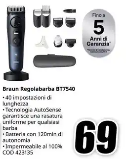 MediaWorld Braun Regolabarba BT7540 offerta