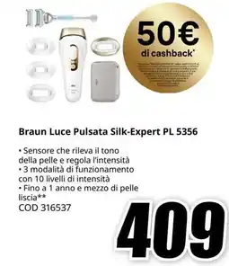 MediaWorld Braun Luce Pulsata Silk-Expert PL 5356 offerta