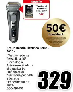 MediaWorld Braun Rasoio Elettrico Serie 9 9615s offerta
