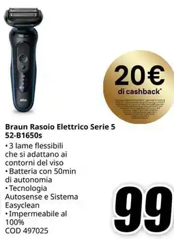 MediaWorld Braun Rasoio Elettrico Serie 5 52-B1650s offerta
