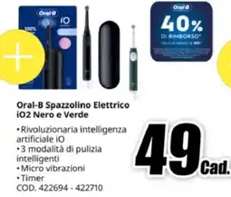MediaWorld Oral-B Spazzolino Elettrico i02 Nero e Verde offerta