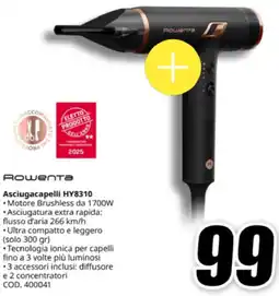 MediaWorld Rowenta Asciugacapelli HY8310 offerta