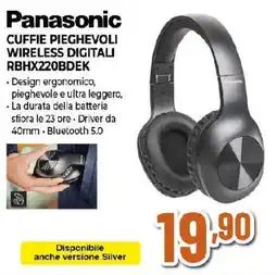 Extracoop Panasonic CUFFIE PIEGHEVOLI WIRELESS DIGITALI RBHX220BDEK offerta