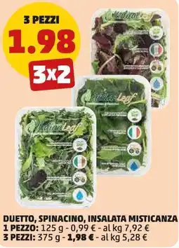 PENNY Duetto, spinacino, insalata misticanza 3 pezzi offerta