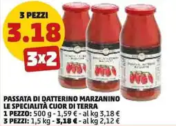 PENNY Passata di datterino marzanino LE SPECIALITÀ CUOR DI TERRA 3 pezzi offerta