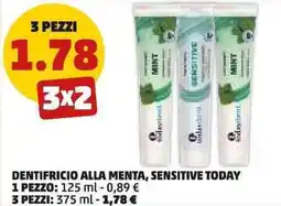 PENNY Dentifricio alla menta, sensitive today 3 pezzi offerta