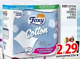 Il Genio Supermercato Foxy cotton carta igienica 5 veli 4 rotoli offerta