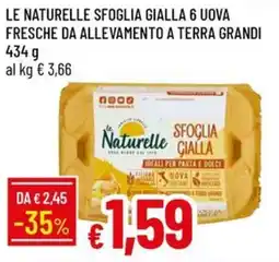Galassia Le naturelle sfoglia gialla 6 uova fresche da allevamento a terra grandi offerta