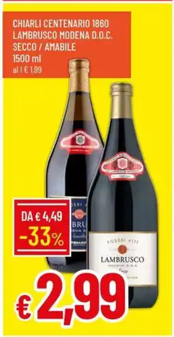 Galassia Chiarli centenario 1860 lambrusco modena d.o.c. secco / amabile offerta