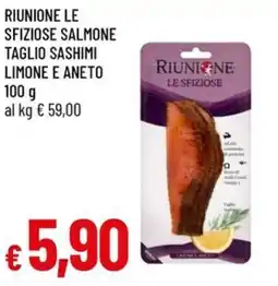 Galassia Riunione le sfiziose salmone taglio sashimi limone e aneto offerta