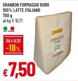 Galassia Granbon formaggio duro 100% latte italiano offerta