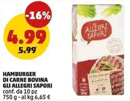 PENNY Hamburger di carne bovina GLI ALLEGRI SAPORI offerta