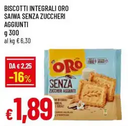 IperFamila Biscotti integrali oro saiwa senza zuccheri aggiunti offerta