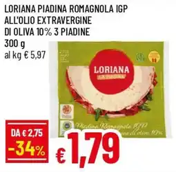 IperFamila Loriana piadina romagnola igp all'olio extravergine di oliva 10% 3 piadine offerta