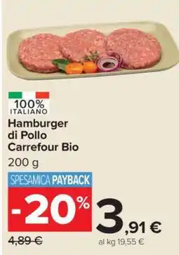 Carrefour Hamburger di Pollo Carrefour BIO offerta