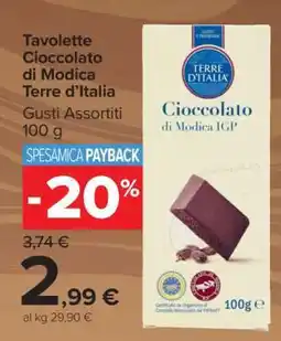 Carrefour Tavolette Cioccolato di Modica Terre d'Italia offerta