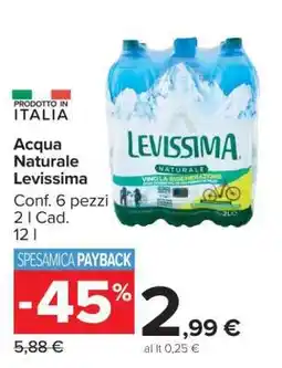 Carrefour Acqua Naturale Levissima offerta