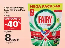 Carrefour Caps Lavastoviglie Fairy Platinum Plus X40 offerta