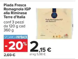 Carrefour Piada Fresca Romagnola IGP alla Riminese Terre d’Italia offerta