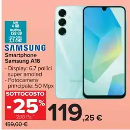 Carrefour Smartphone Samsung A16 offerta