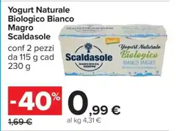 Carrefour Yogurt Naturale Biologico Bianco Magro Scaldasole offerta