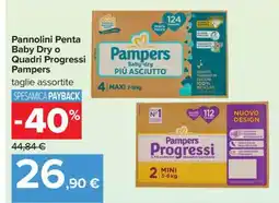 Carrefour Pannolini Penta Baby Dry o Quadri Progressi Pampers offerta