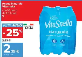 Carrefour ACQUA NATURALE VITASNELLA offerta