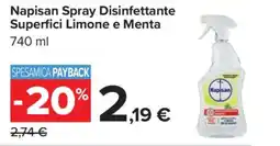 Carrefour Napisan Spray Disinfettante Superfici Limone e Menta offerta