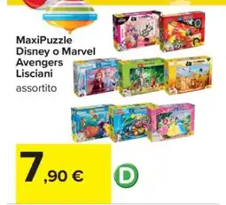 Carrefour MaxiPuzzle Disney o Marvel Avengers Lisciani offerta