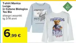 Carrefour T-shirt Manica Lunga in Cotone Biologico Tex Bio offerta