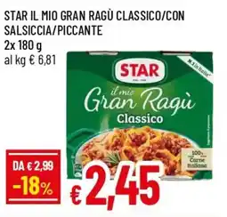 IperFamila Star il mio gran ragù classico/con salsiccia/piccante offerta