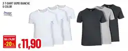 IperFamila 3 t-shirt uomo bianche o color offerta