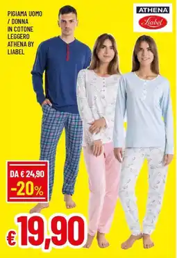 IperFamila Pigiama uomo / donna in cotone leggero athena by liabel offerta