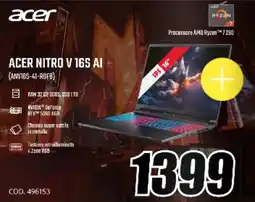MediaWorld ACER NITRO V 165 AI (ANVIBS-41-ROFB) offerta