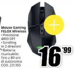 MediaWorld GX Trust Mouse Gaming FELOX Wireless offerta
