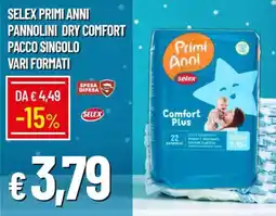 Galassia Selex primi anni pannolini dry comfort pacco singolo vari formati offerta