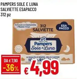 Galassia Pampers sole e luna salviette esapacco 312 pz offerta