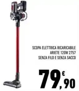 Conad Superstore Scopa elettrica ricaricabile ariete 120W 2757 senza filo e senza sacco offerta