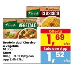 Interspar Brodo in dadi Classico o Vegetale 18 dadi Knorr offerta